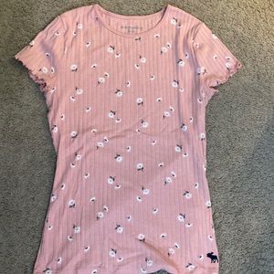 Abercrombie kids: size 15/16, pink floral ribbed top